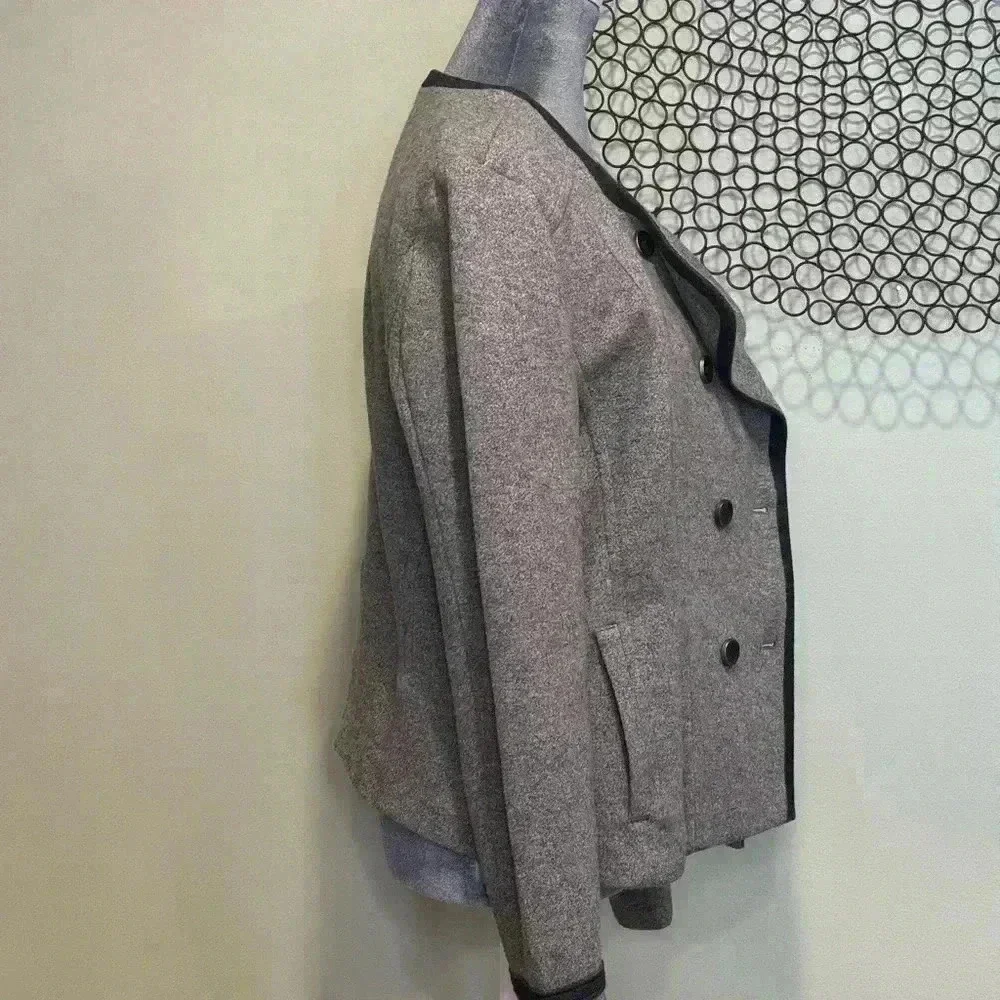 Loft - Double-breasted Pea Coat jacket top Gray - Size Large